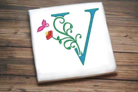 Floral Letter V: Embroidery Design Review