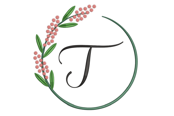 Monogram T: Elegant Floral Embroidery for Holiday Gifts